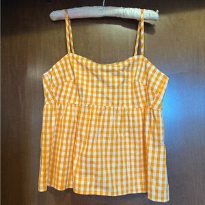 J. Crew Yellow Gingham Spaghetti Strap Camisole